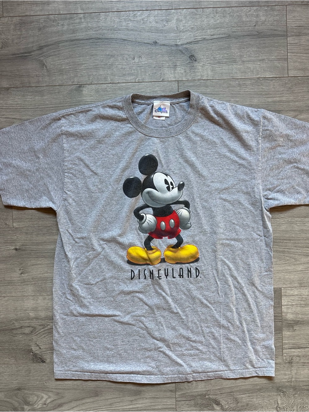 Disney Parks Grey Mickey Mouse Disneyland 90s Y2K Vintage Graphic Tee